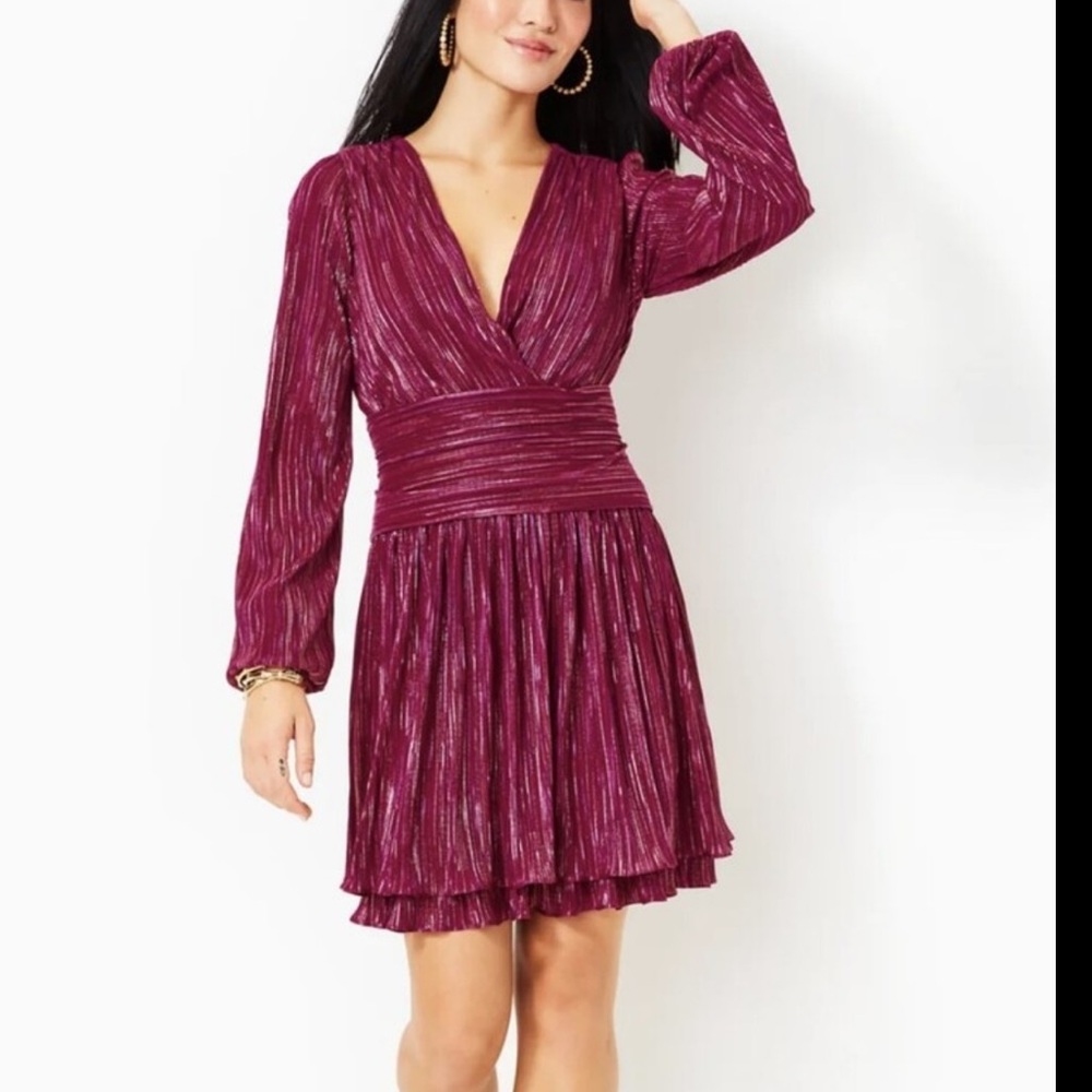 Lilly Pulitzer Jessamie Mulberry Foil Print Dress, Size 8
